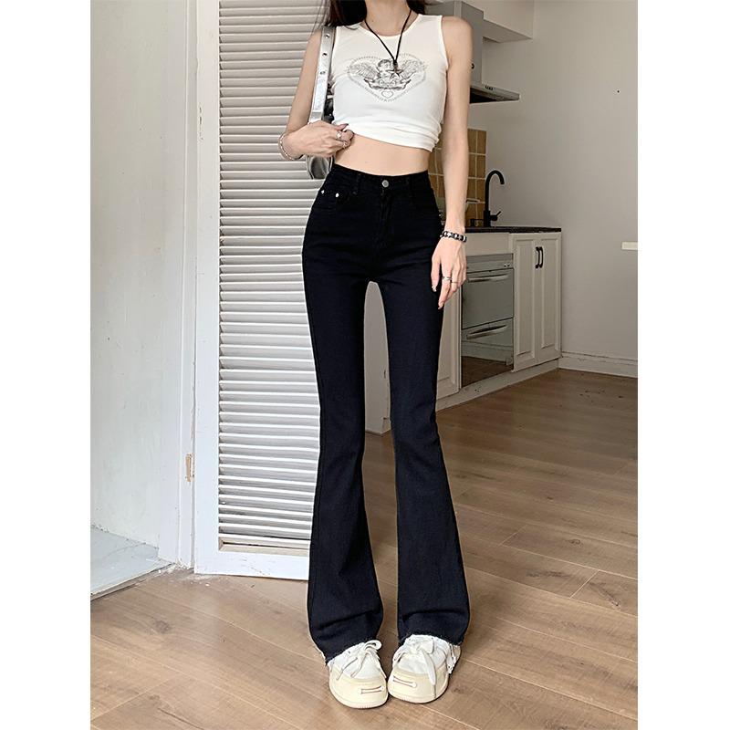 

Women s Retro High Waist Bell Bottom Jeans - 2024 Spring/Autumn Collection, Slimming Micro Flare Style. 5XL чорний