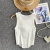 Summer Women Chic Sleeveless Cartoon Knitted Sweater Short Pullover Vest for College Girl