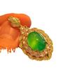 Full Green Yang Green Natural Agate Green Chalcedony Pendant Female Micro-Inlaid, Real Shot Fidelity