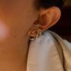 Fashion Two Tone Irregular Line Earrings 18K Gold Color Plated Stainless Steel Wrapped Hollow Earrings Women's Jewelry Gifts