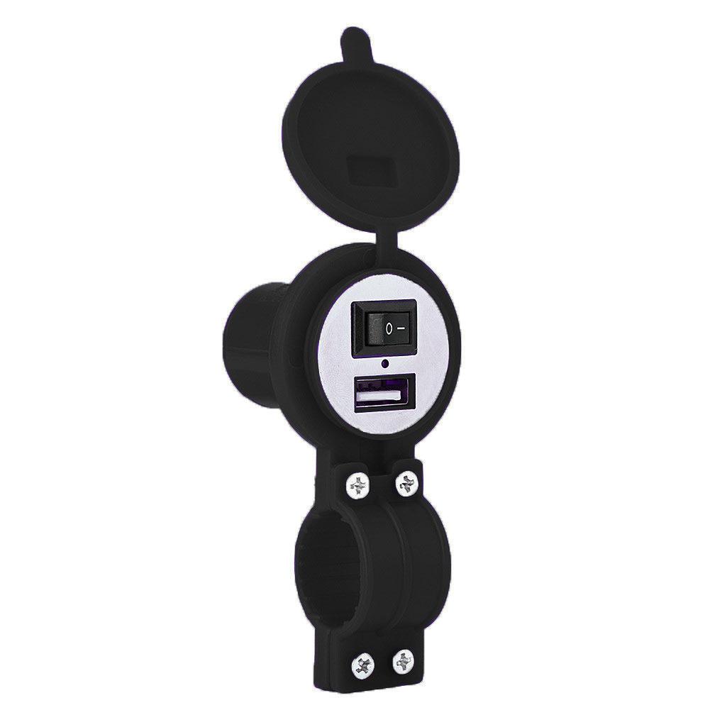 

Водонепроникний кермо мотоцикла USB-зарядний пристрій 12 В 5 В-1,5 А Мото адаптер Гніздо живлення для телефону Аксесуари для мобільних мотоциклів чорний