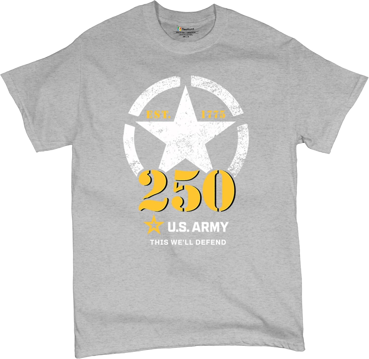 US Army 250th Logo Men s T-Shirt Anniversary Military Veteran American Pride Est 1775 Patriotic Armed Forces Men s Tee S