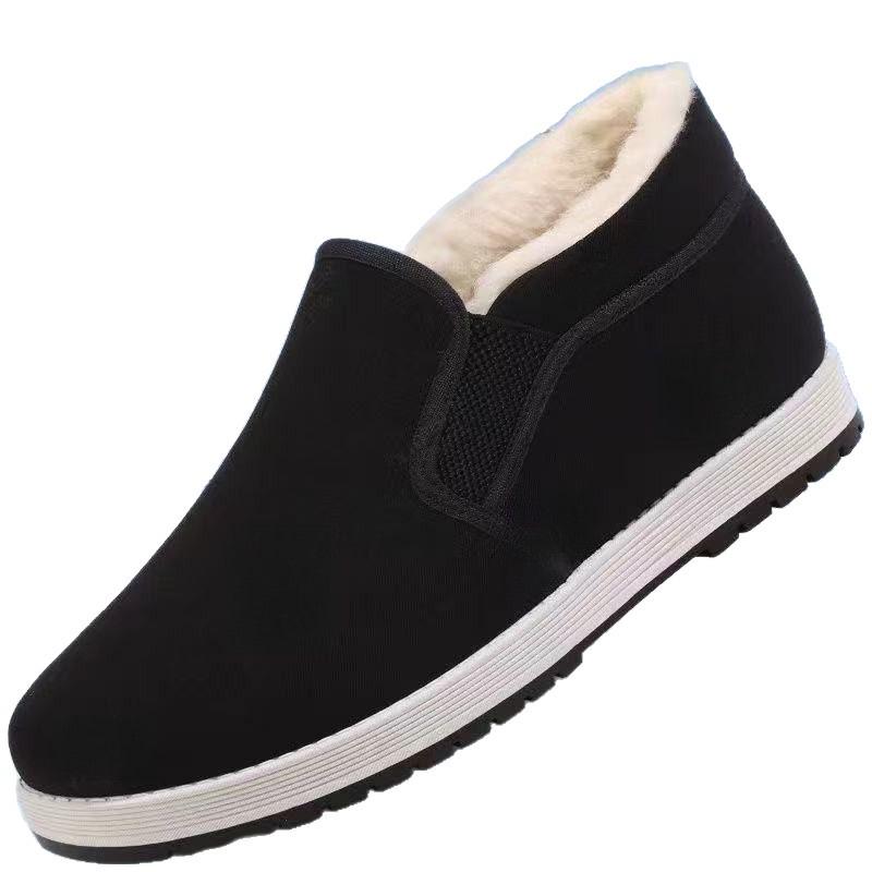 Handmade High-Top Men's Snow Boots with Thick Cotton and Wool Lining for Winter