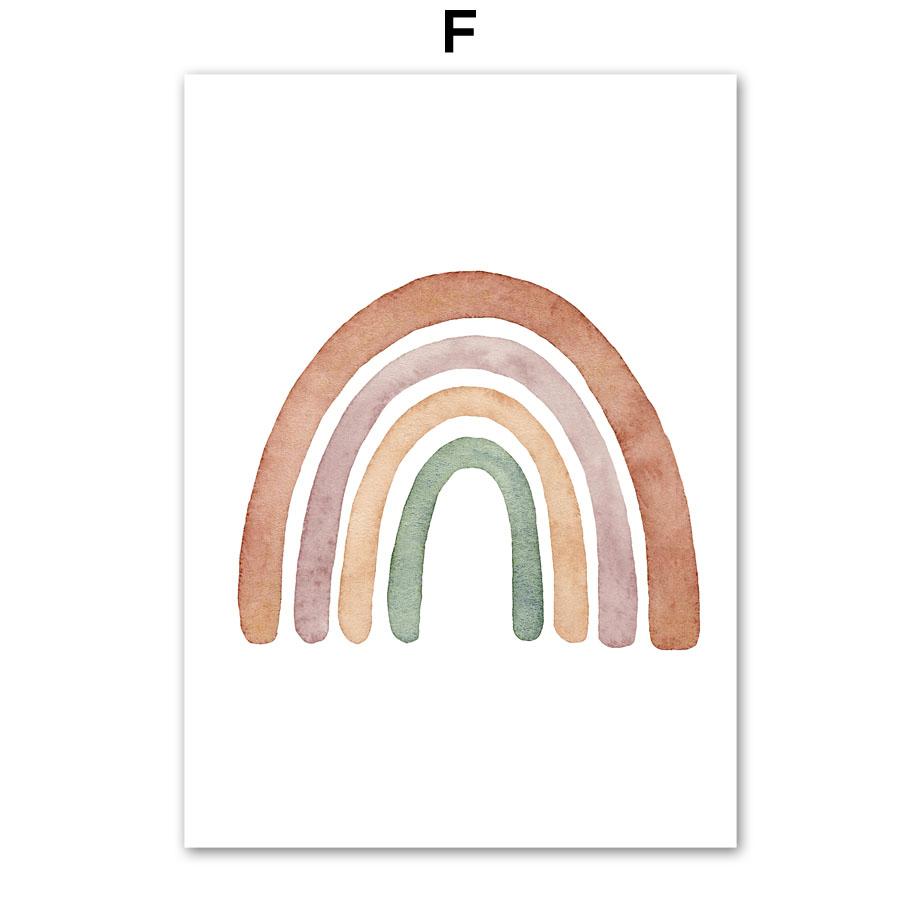 

Boho мультфильм радуга олень медведь кролик солнце облако скандинавские постеры и принты настенное искусство холст картины картины декор детской комнаты для малышей 21x30cm No Framed