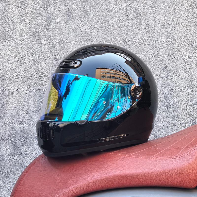 Motorcycle Retro Full Helmet Men's Winter Personality Cool Women's National Tide Race Cruise Retro Car Helmet Universal In All Seasons
