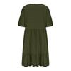 Ladies' Large Size Casual And Fashionable Solid Color Dress, Loose Short Sleeved Waist Cinched Dress