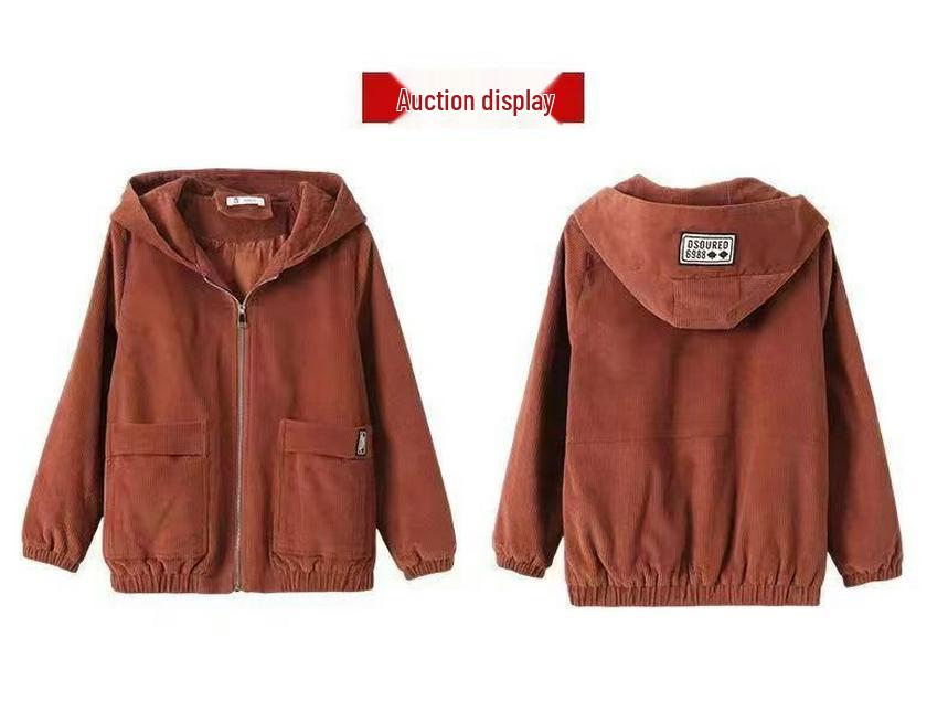 2026 Autumn Winter Women's Plus Size Corduroy Jacket - Casual, Slimming, Fashionable Mother's Wear