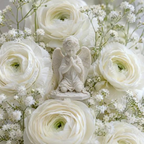 Angel Statue Decor 3D Printed Kneeling Praying Statue, Matte White Cherub Sculpture for Minimalist Home Decor, Healing Figurine Office Desktop