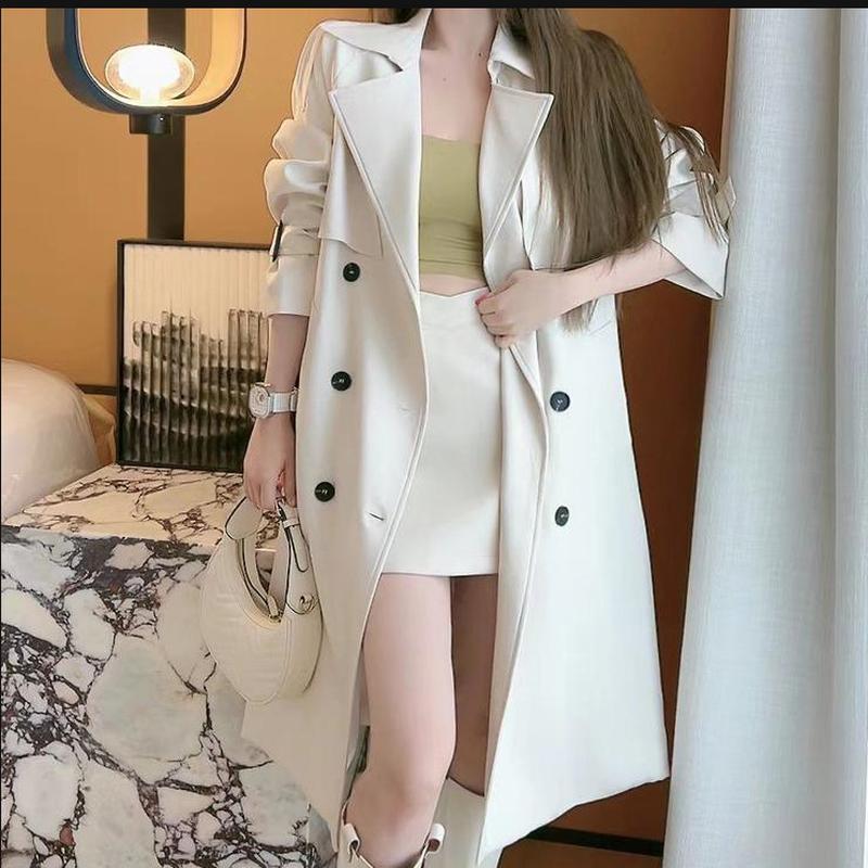 

Женская весенне-осенняя ветровка, повседневное однотонное пальто, свободное пальто средней длины XL