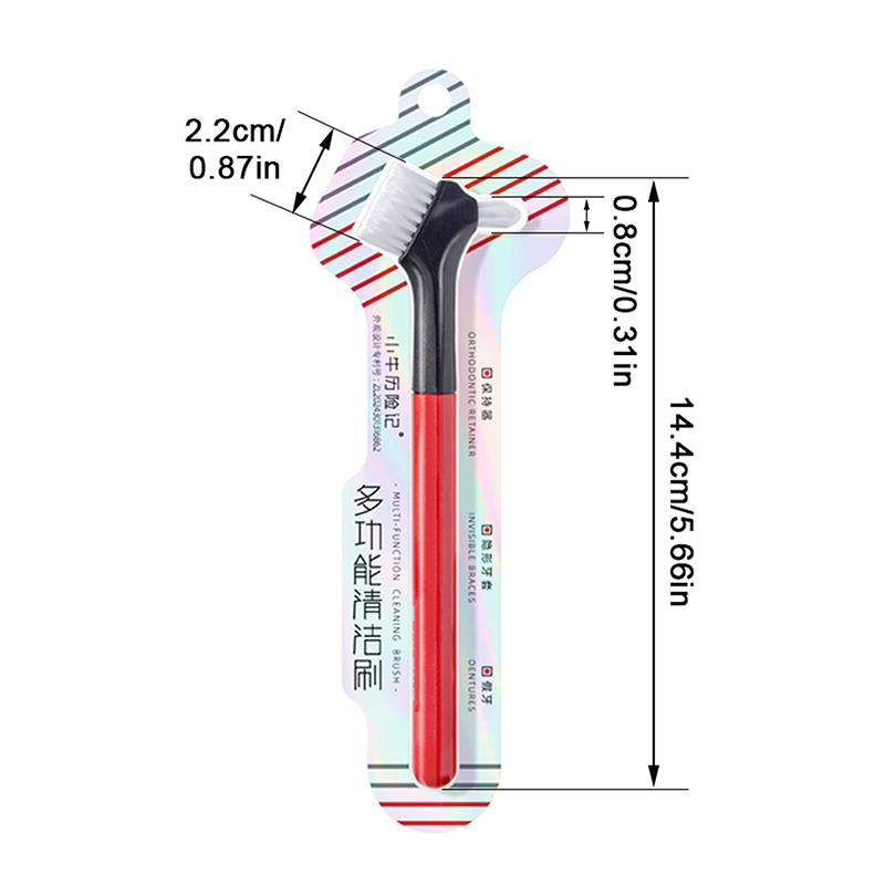 Двостороння щітка для чищення зубних протезів Зубні щітки Щітка для вставних зубів Багатошарова щетина Нековзка ергономічна ручка Оральний крем