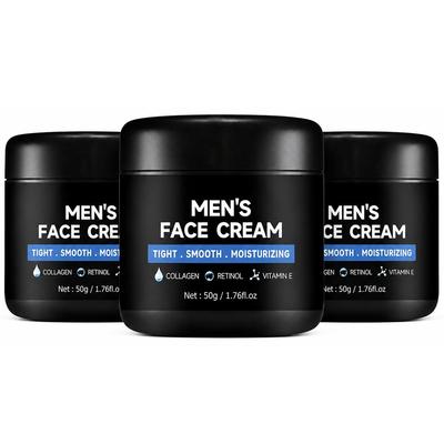 Retinol & Collagen Mens Face Cream 50g | Hydrating Moisturizer for Smooth & Firm Looking Skin, 3Pc