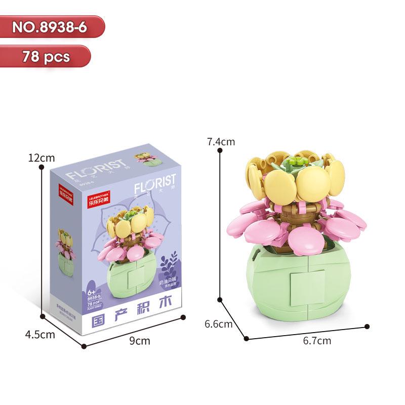 Succulent Bonsai Building Block Flowers - Compatible with Lego, Small Particle Assembly Toys for Girls