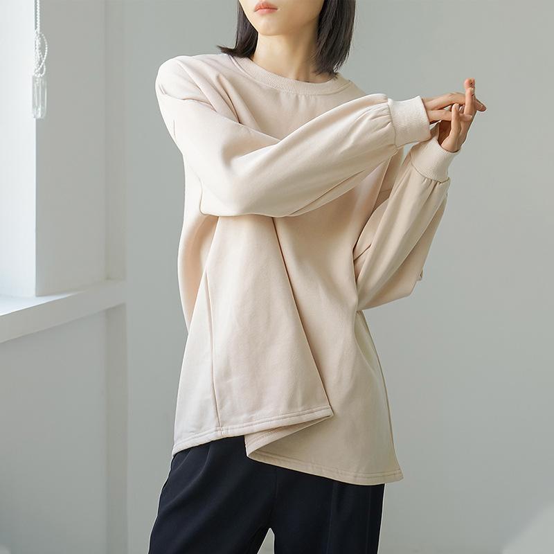 

Бархатный Утепленный Свитшот Большого Размера Однотонный для Женщин Свободный Хлопковый Топ для Женщин L