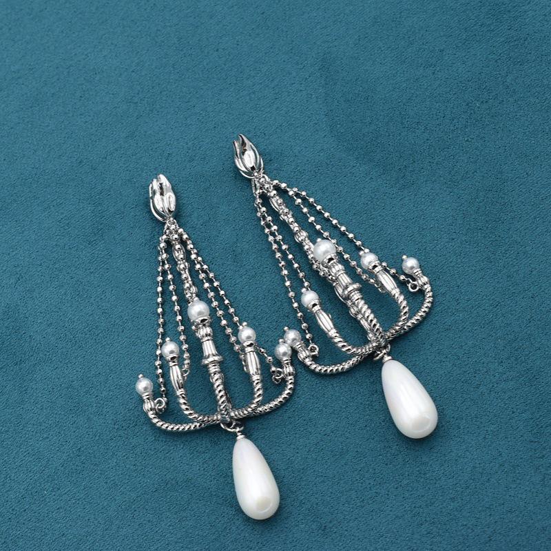 

Винтажные серьги-люстры с ретро-дизайном из гальванизированного золота серебряный