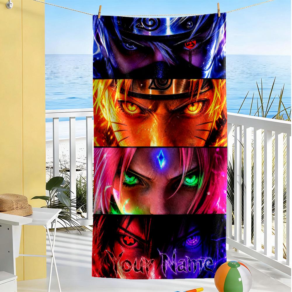 Naruto Character Customize Your Name Beach Towel Super Soft & Absorbent Portable for SwimmingBeachCamping Travel Beach AccessoriesGym