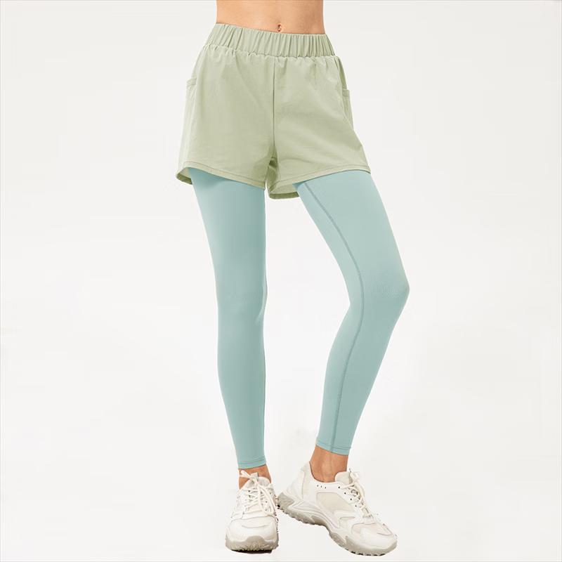 

Women s Faux Two-Piece High-Waist Yoga & Fitness Leggings L