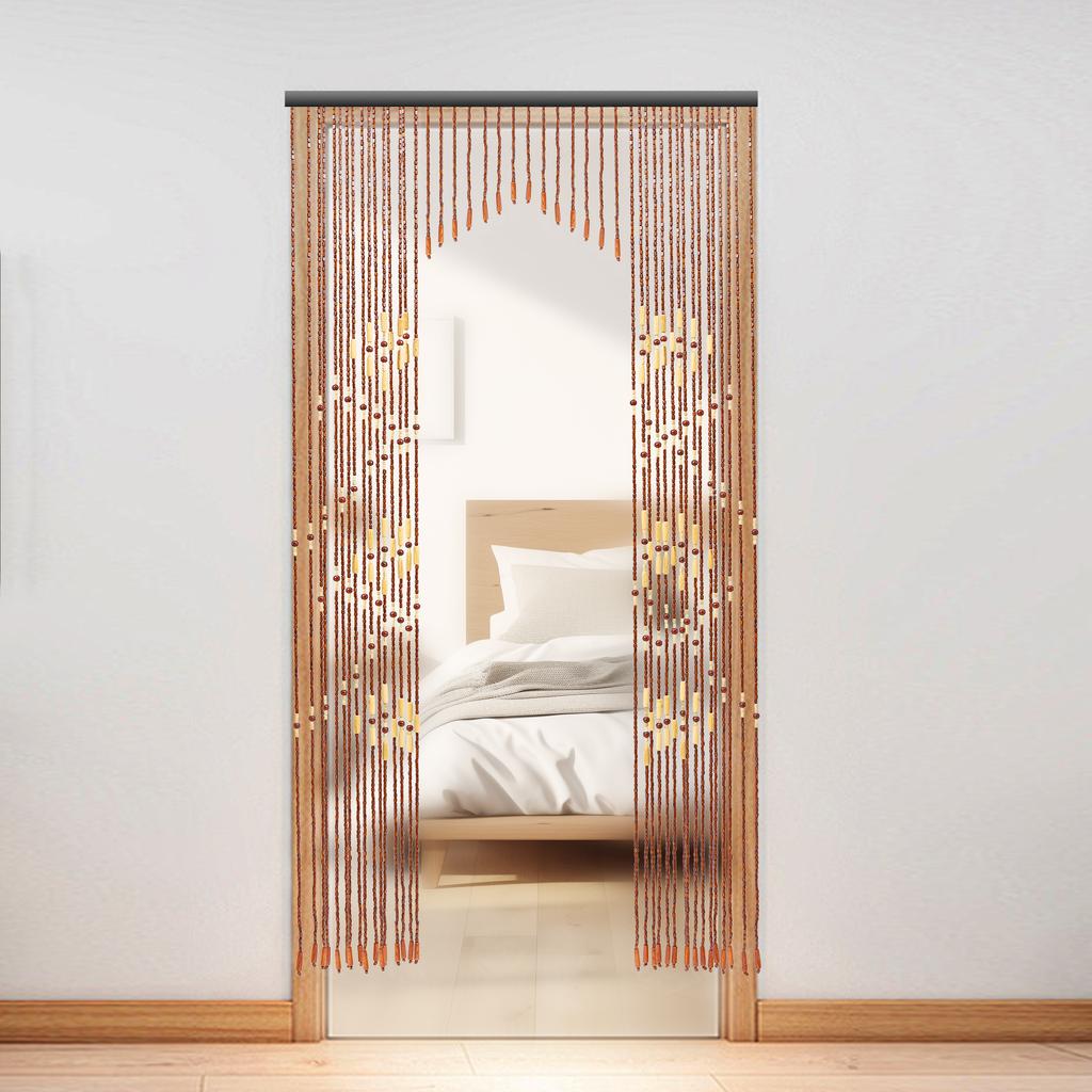 Wood Beaded Curtain, 31 Lines Bamboo Beaded Curtain 35 x 69In Natural Hanging Door Room Divider for Porch