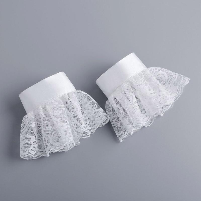 Lace Ruff Collar Wrist Cuffs for Girls Renaissance Victorian Play Medieval Cosplay Victorian Ruffled Lace Cosplay