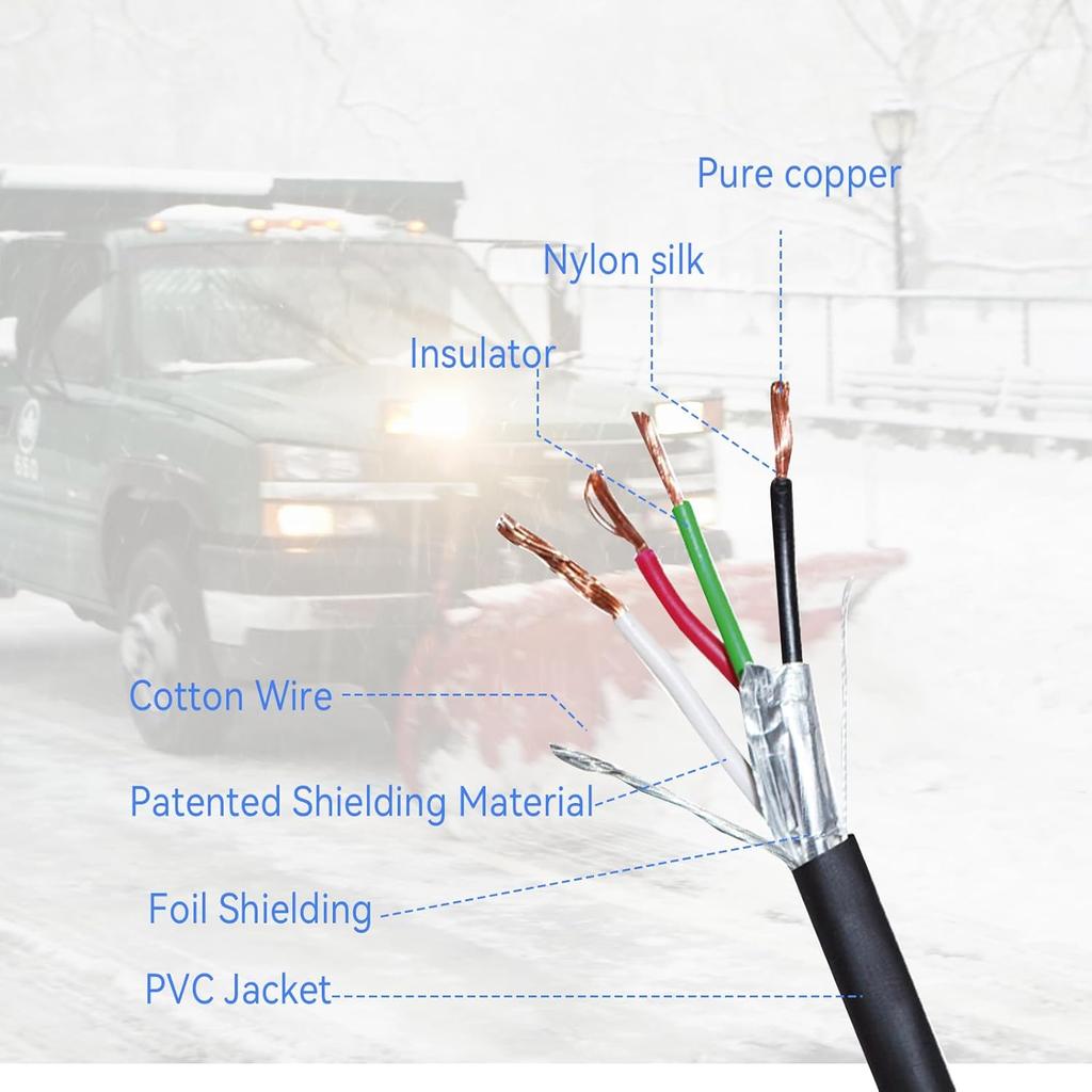 96464 Snow Plow Wiring Harness Fit For Western Fisher Fleet Flex Snow Plows Handheld Controller Cable Cord 96464,9 Button 4-Pin Square