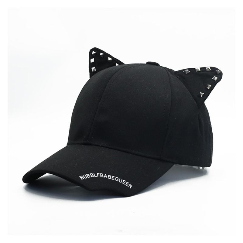 Fashion Cats Ear Hat Rivet Studded Baseball Hat for Adult Unisex All Matching Punk Hat for Party and Casual Wear
