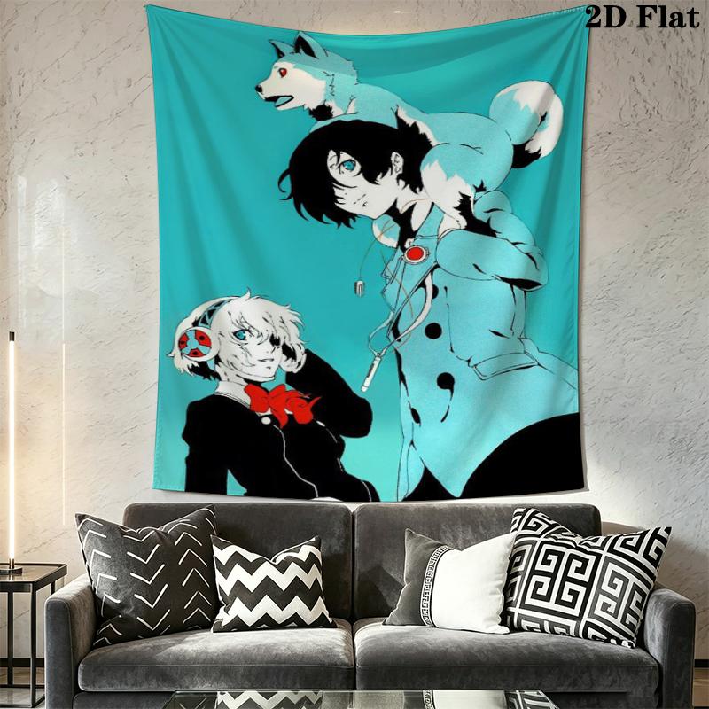 Persona Wall Tapestry Aesthetic Wall Hanging Printed Fabric Blanket Decorative Tapestries for Bedroom Living Room Home Decor