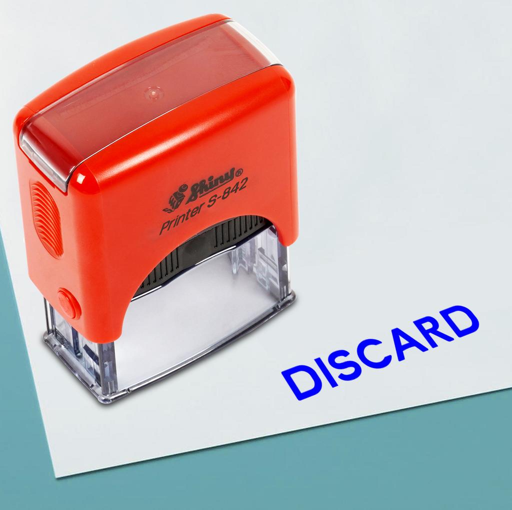 Printtoo Discard Self Inking Rubber Stamp Pre,Inked Office Stamp, Home Office Business Stationery, 38 x 14 mm,