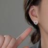 2024 Hot-Selling Love Heart Stud Earrings: 925 Sterling Silver, Light Luxury, Crushed Silver Design for High-End Elegance