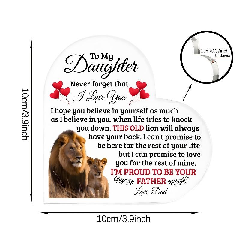 2D Flat Acrylic Daughter Gift Decorative Plaque, Lion Family Design, Suitable for wall decoration, porch, room, villa, accents Home, Hallway, or Workp
