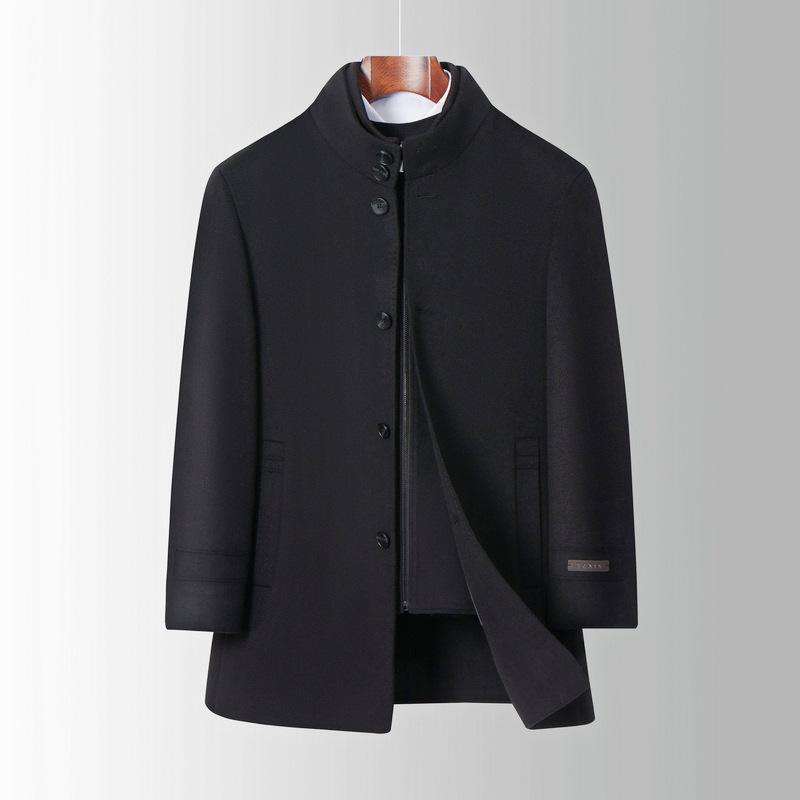 Removable Duck Down Lining Cashmere Jacket for Men Middle-aged and Elderly Men's Stand-up Collar Daddy Winter Thickened Woolen Woolen Coat