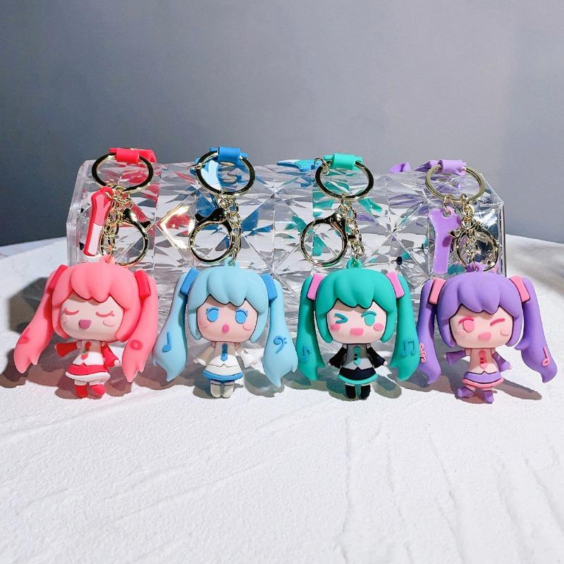 New Style Cartoon Hatsune Miku Keychain Pendant Q Version Cute Beautiful Girl Car Keychain Cute Bag Keychain Couple Pendant