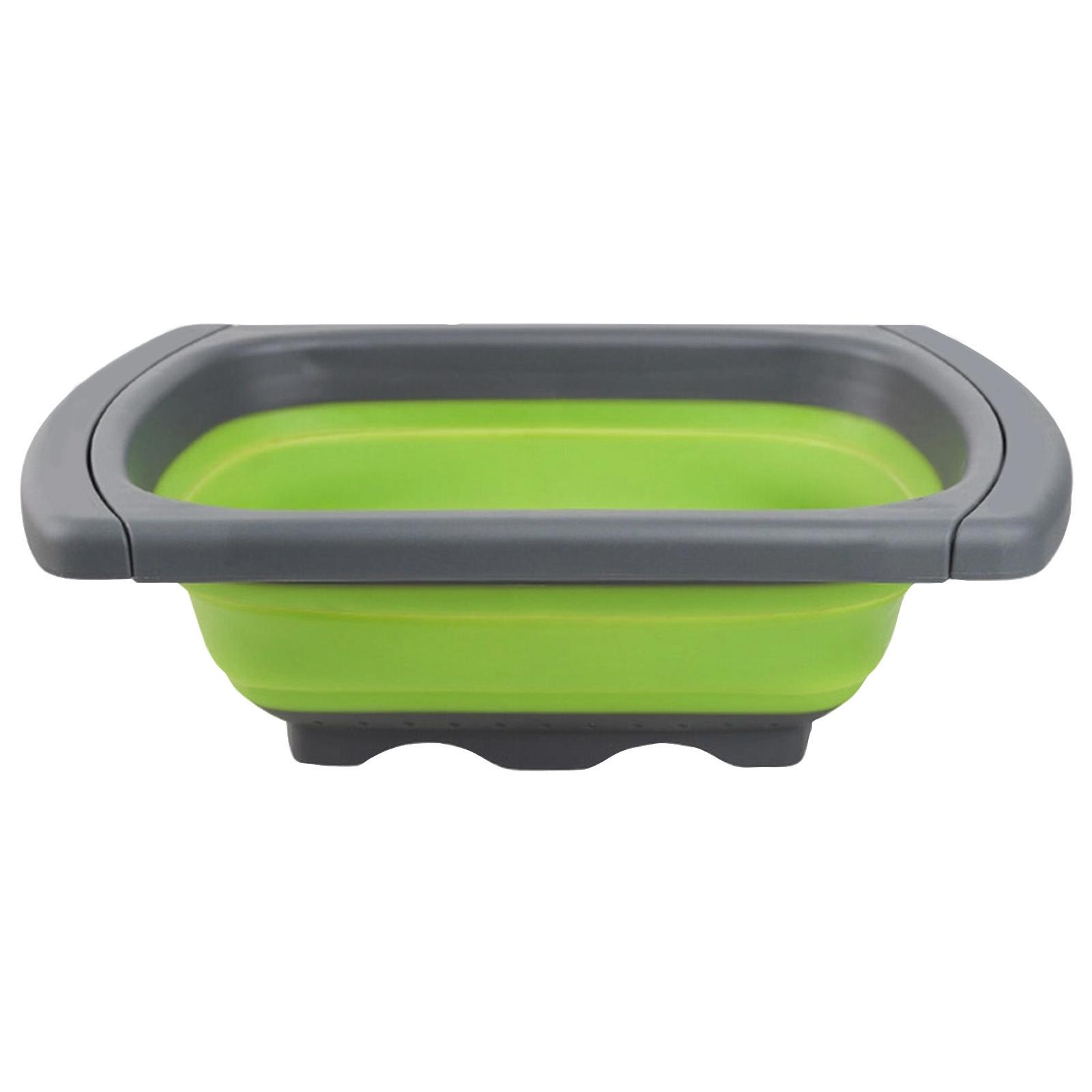 

Collapsible Silicone Colander with Handles Foldable Food Strainer Basket for Kitchen Sink Drainage and Washing Fruits Vegetables One Size зелёный