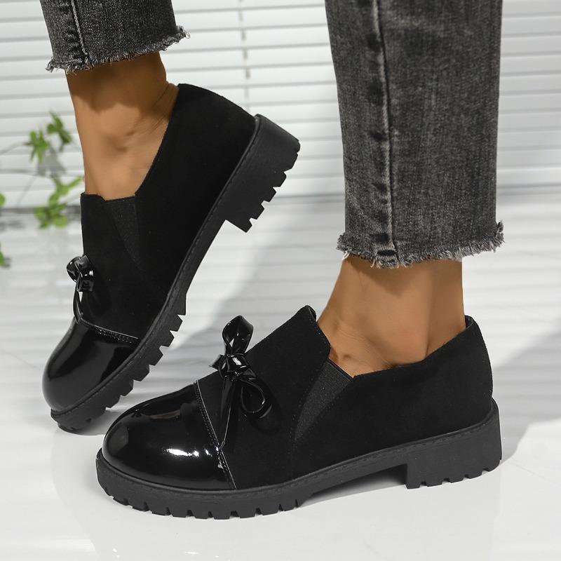 Fashion Women's Fashion Single Shoes Spring New Round Head Deep Mouth Butterfly Knot Soft Sole Anti-slip Wear-resistant Low-top Shoes