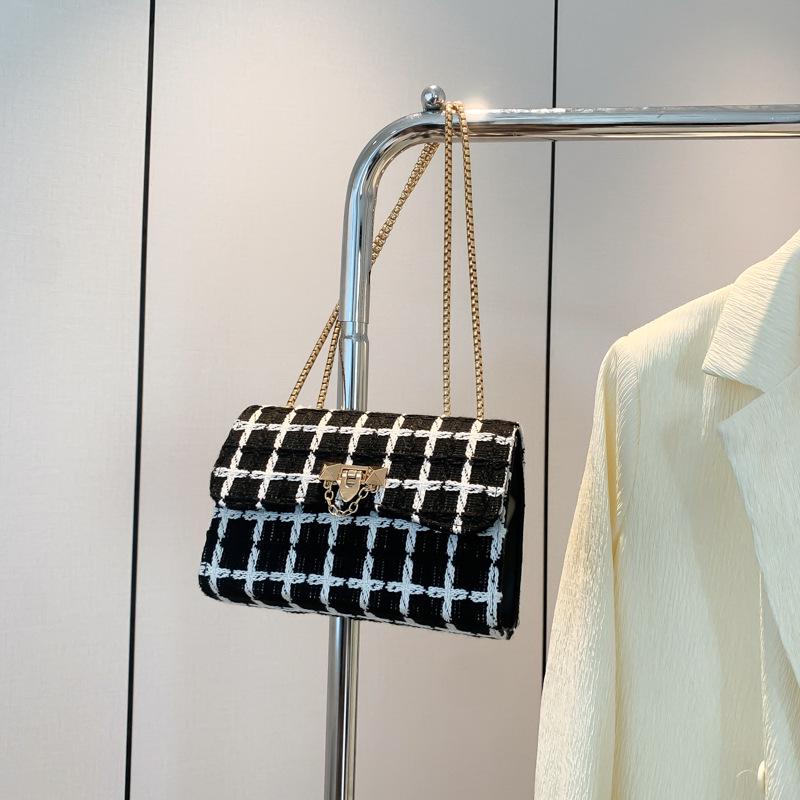 Women's Wool Plaid Chain Bag - Versatile Spring/Summer 2024 Style