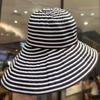Foldable Women Striped Sun Bucket Hat Fashion Summer Sunshade Cap Breathable