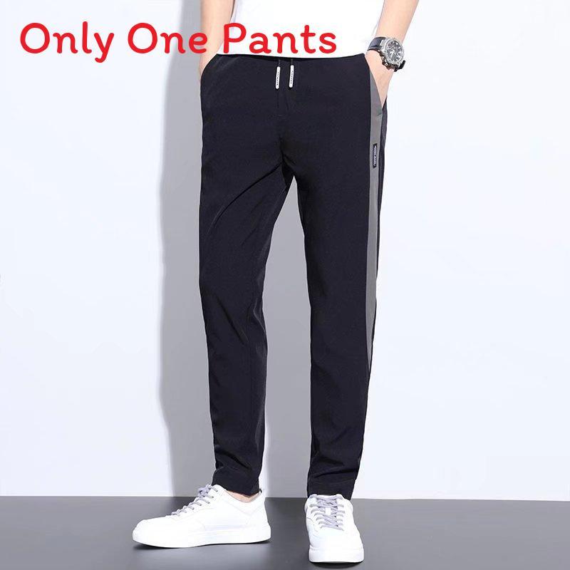 Summer Ice Silk Mens Casual Pants With Spliced Design For Youth And Teenagers