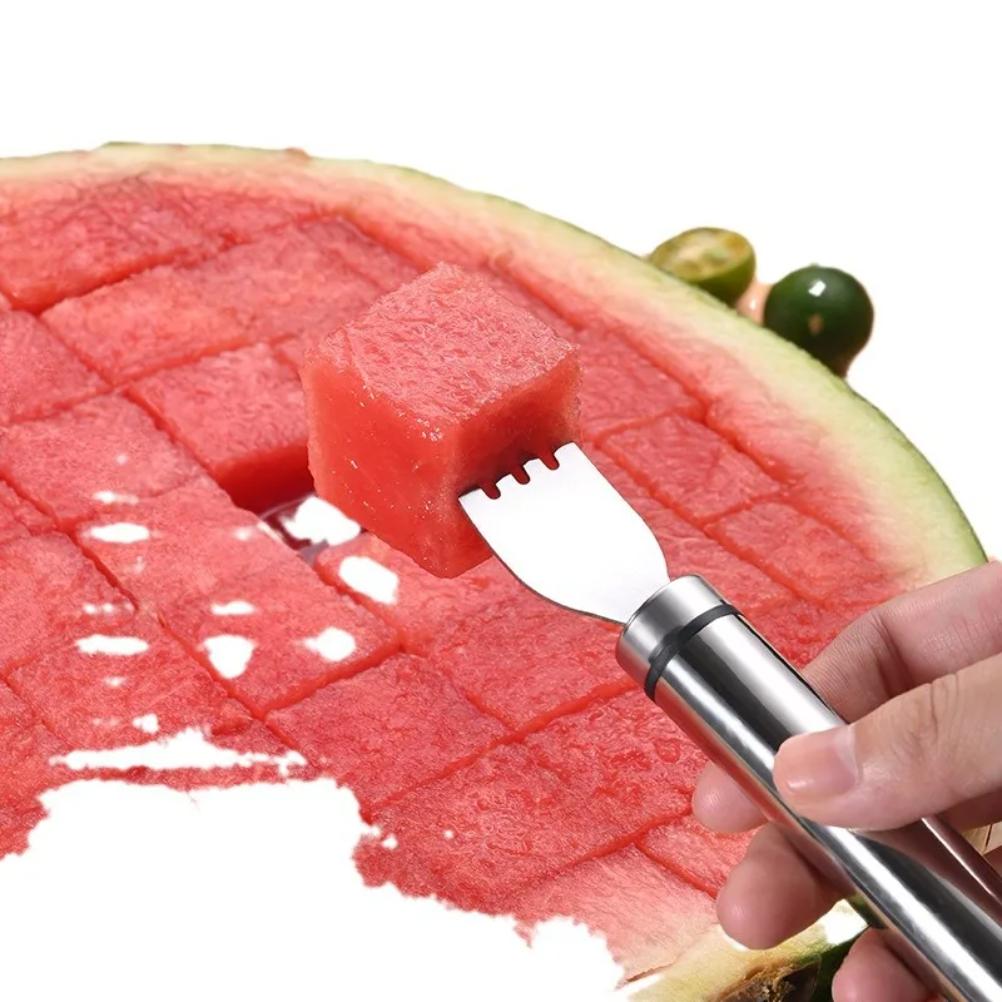 Stainless Steel Watermelon Cutting Tool Functional Watermelon Fork Slicer Slicing Tool for Melons Fruit Fork Kitchen Gadgets