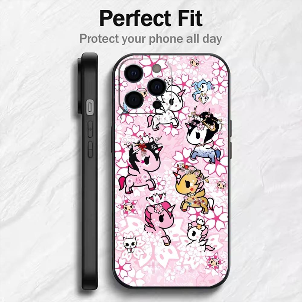 Japanese Pop T-Tokidoki-i Culture Phone Case For iPhone17,16,15,14,13,12 Plus,Max Soft Silicone Black Cover