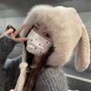 Winter Big Rabbit Ears Hat Cute Bucket Hat Thickened Plush Ear Protection Hat  Women