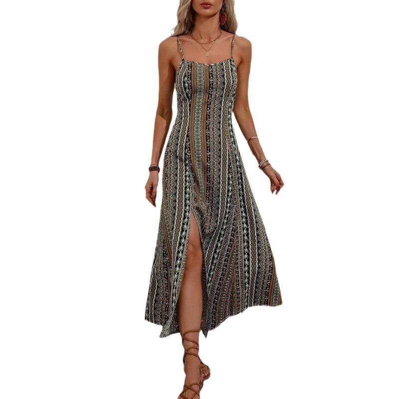 Women's Summer Fashion Print Halter Dress