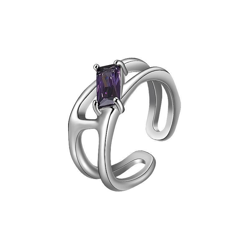 Elegant Korean Style Adjustable Heart Shaped Ring With Geometric Design For Women