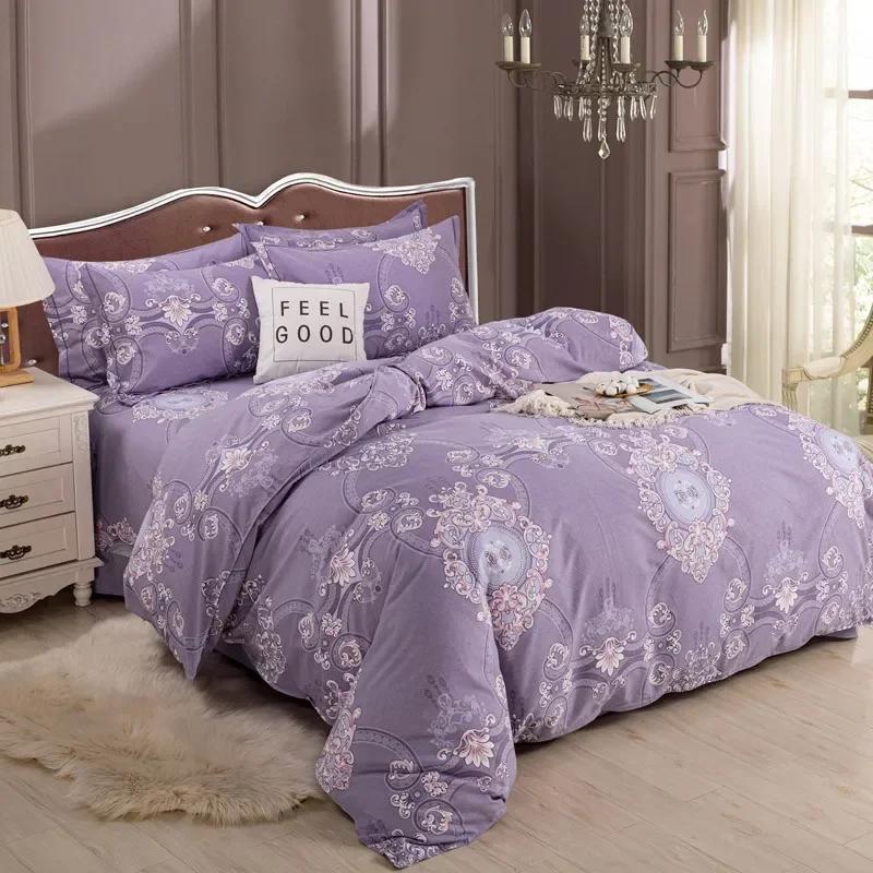 Luxury King Queen Size Bed Duvet Coat Sheet Quilt Cover Set Thickened Pure Cotton Brushed Bedding Four-piece Set