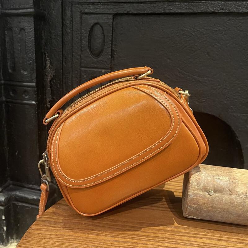 Мини-сумка через плечо Dou Xiaozhu из натуральной кожи