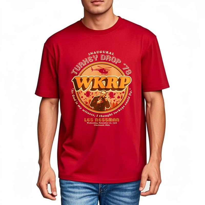 Graphic Summer For Men T Shirt Inaugural Turkey Drop 78 Wkrp Les Nessman Short Sleeve Solid Color Oneck Tshirt Teeshirt Male S