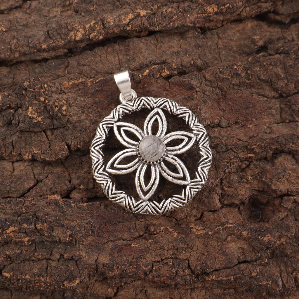 Black Rutile Pendant, 925 Solid Sterling Silver Gemstone Jewelry, Handmade Pendant, For Thanksgiving