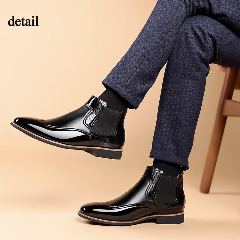 Chukka Boots for Men Casual Dress Chelsea Boot Comfortable Ankle Boot Retro Mid-Top Business Work Dressy Shoes for Men Pointed Toe Short Booties