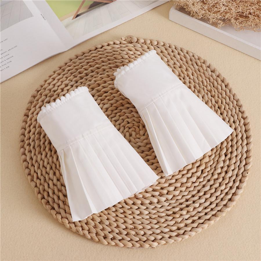 Chiffon Fake Flare Sleeves Girls Pleated False Cuffs for Women Sweater Wrist Warmers Female White Horn Cuffs Accessories
