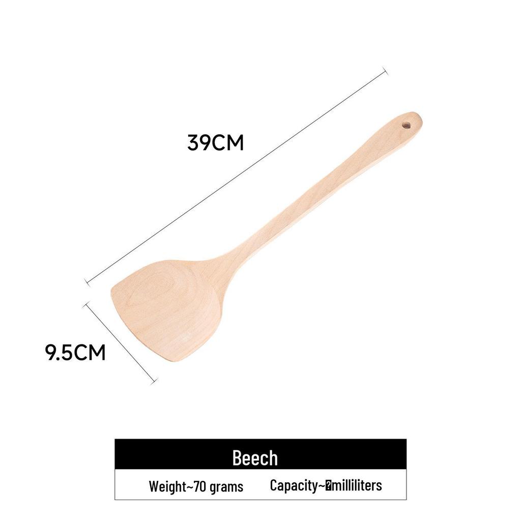 Beech Wood Long Handle Cooking Spatula Set - Unpainted & Unwaxed, Includes Large Porridge & Oil Spoon, Ideal Household Gift
