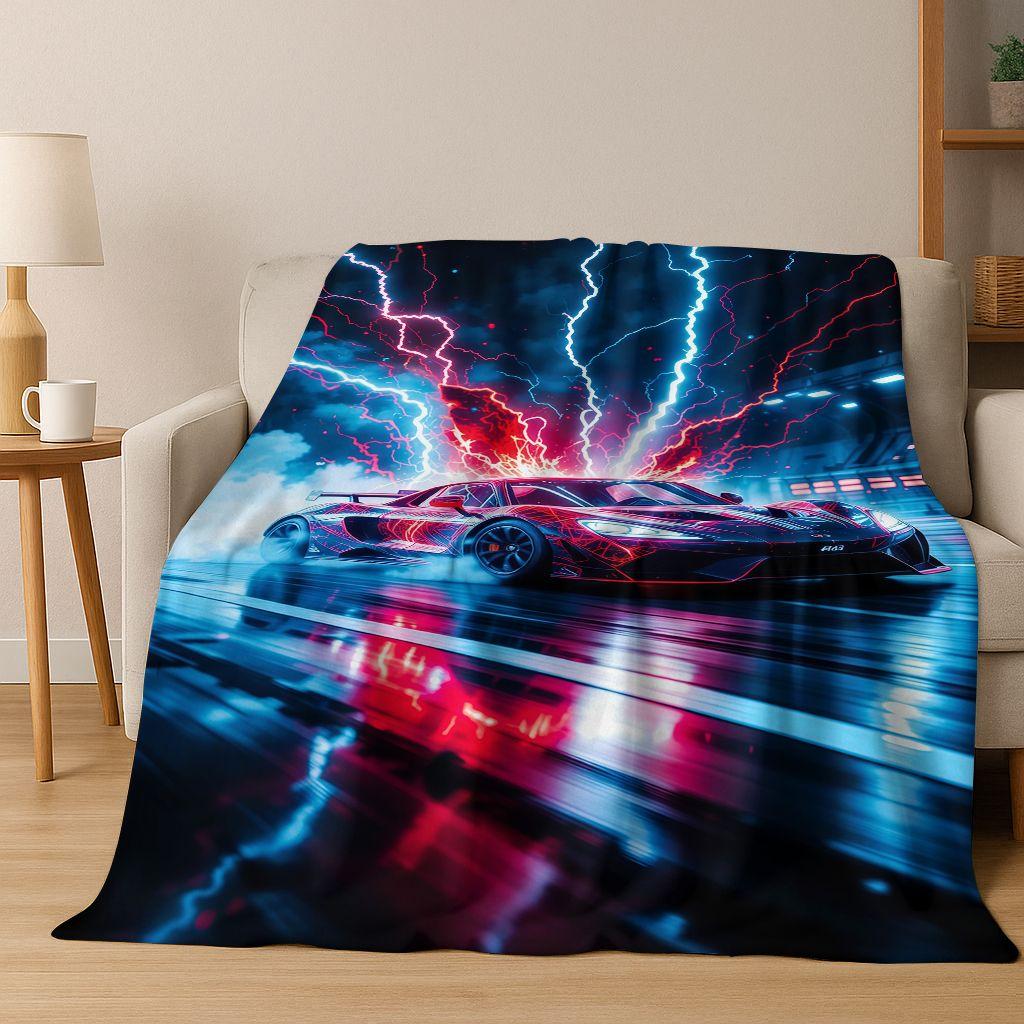Future Concept Sports Car Racing Bike Art Flannel Blanket,Cozy Soft Throw Blanket for Home Bedroom Bed Sofa Picnic Cover Gift