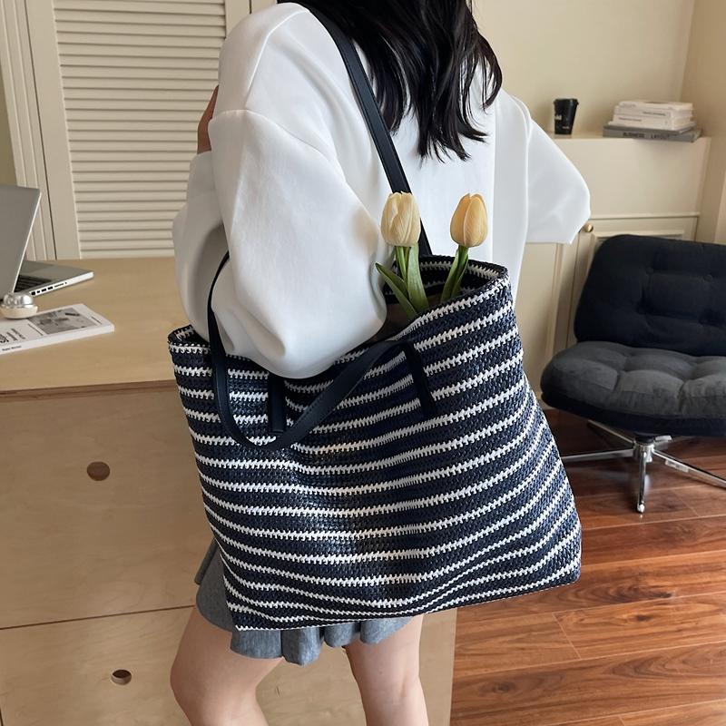 Regenbogen Stroh Gewebte Handtasche Damen Gewebte Schulter Unterarmtasche