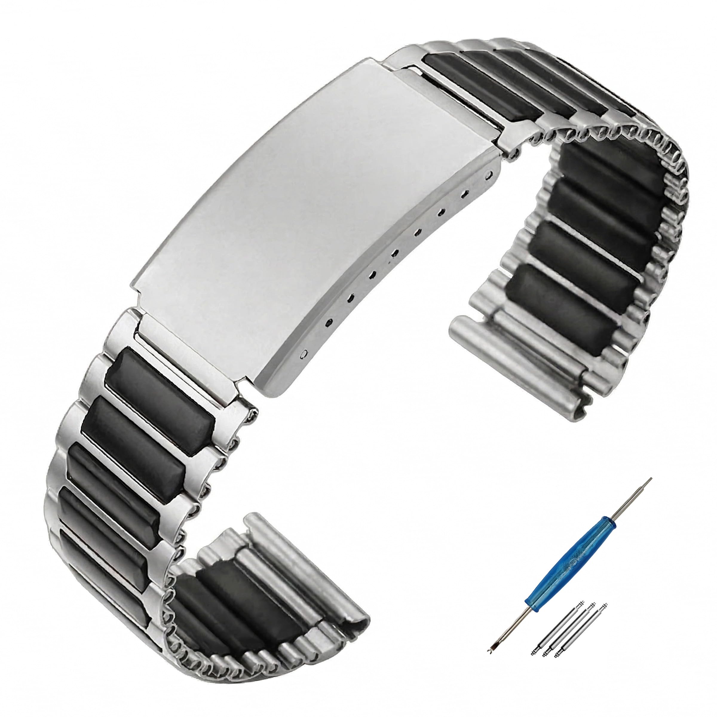 

[HEZKUGU] Premium Watch Band, Stainless Steel, Plastic, Composite Material, Replacement Band, Compatible with F91, AE-1200, AE-1300, F108, F-108WH,